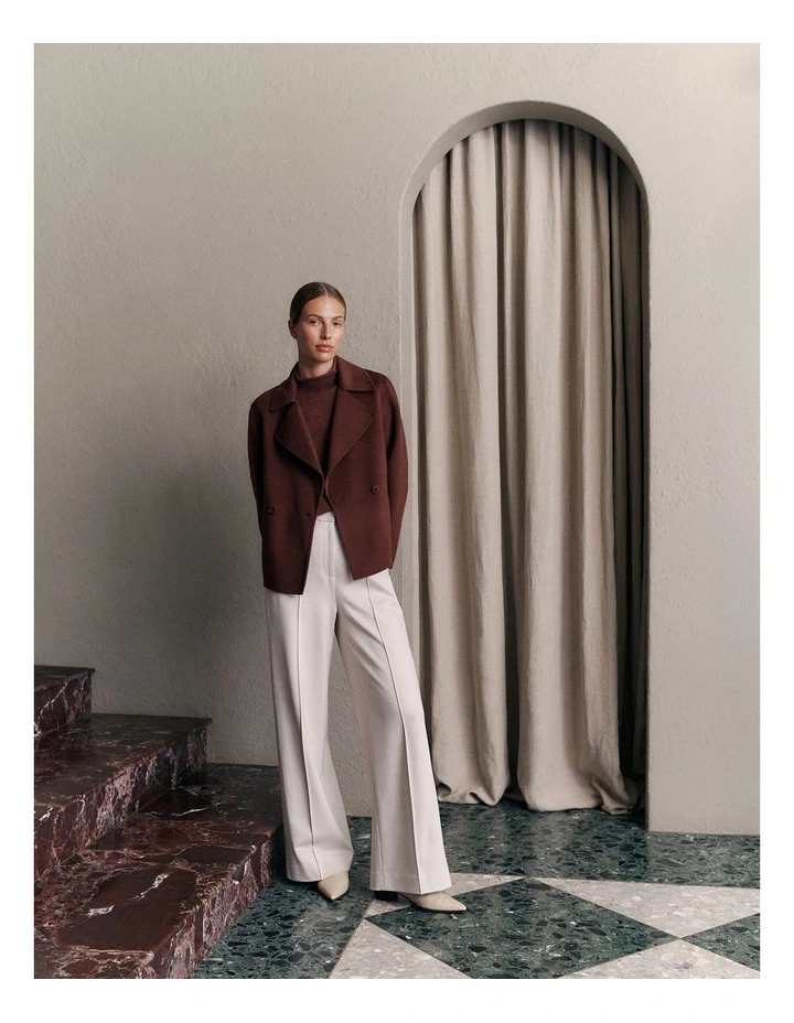 Double Faced Wool Peacoat in Espresso image 2