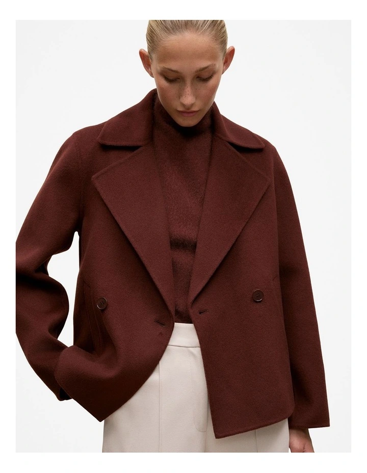 Double Faced Wool Peacoat in Espresso image 4