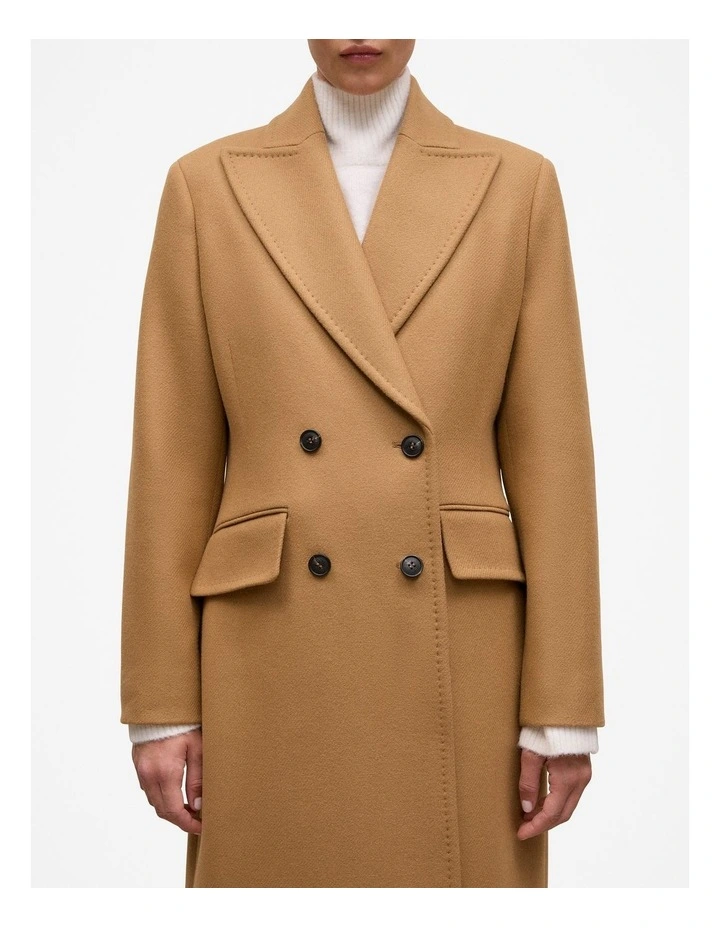 Italian Wool Cashmere Longline Coat in Dark Camel image 4