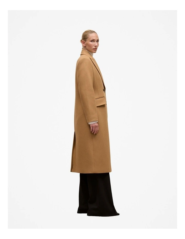 Italian Wool Cashmere Longline Coat in Dark Camel image 6