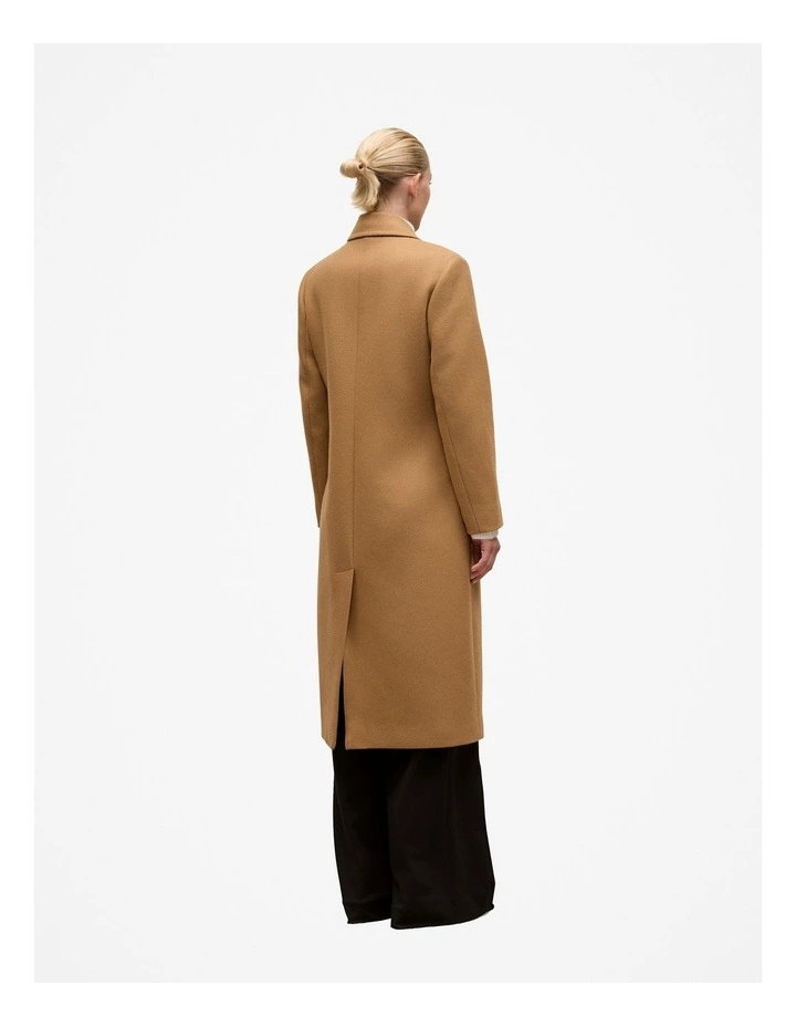 Italian Wool Cashmere Longline Coat in Dark Camel image 7