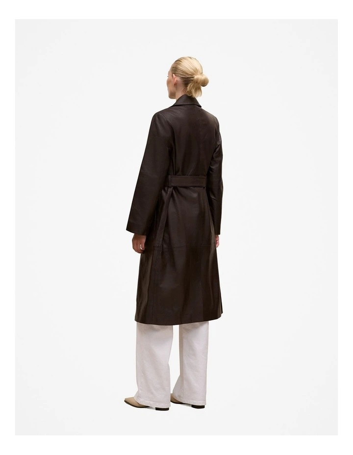 Leather Trench Coat in Coffee Bean image 2