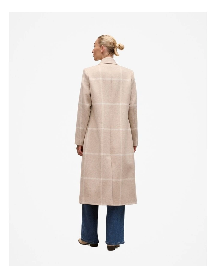 Italian Wool Blend Check Coat in Stone image 6