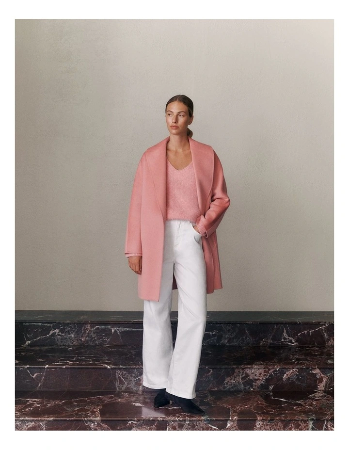 Brushed Wool Wrap Coat in Dusty Rose image 2