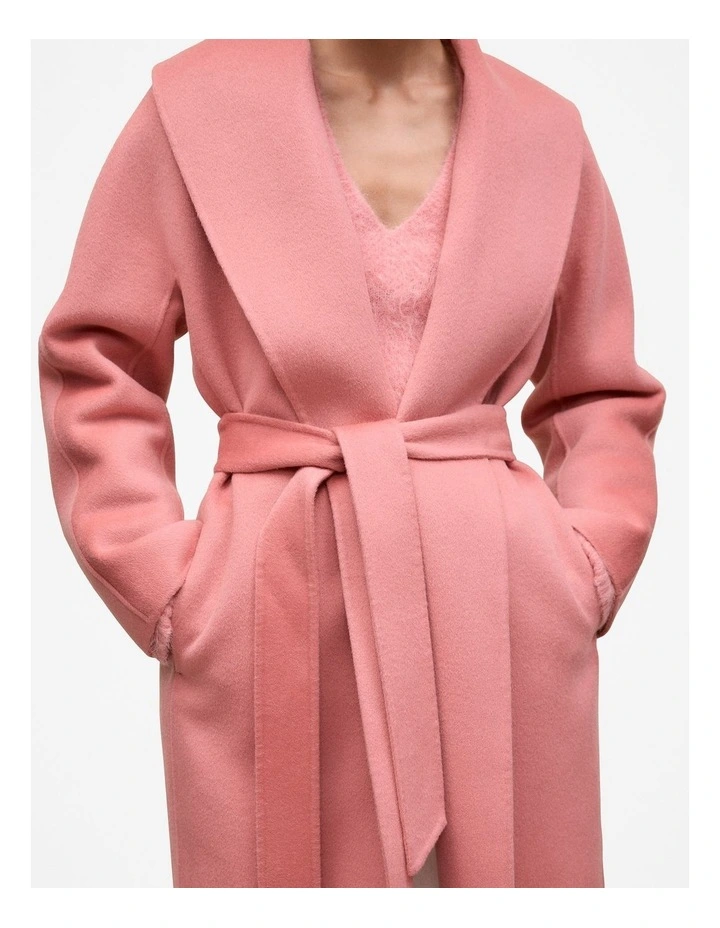 Brushed Wool Wrap Coat in Dusty Rose image 4
