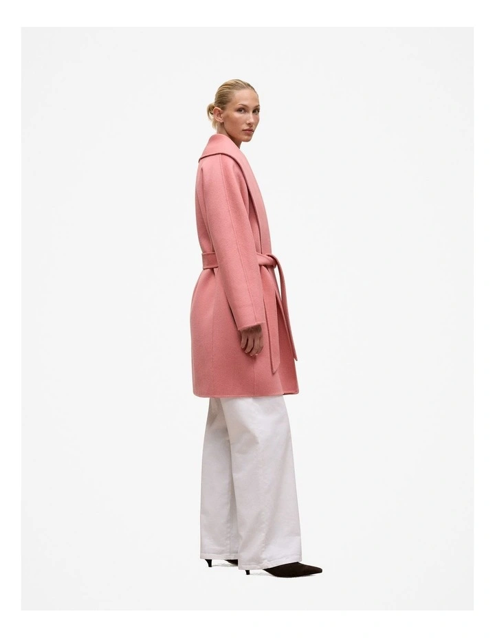 Brushed Wool Wrap Coat in Dusty Rose image 5
