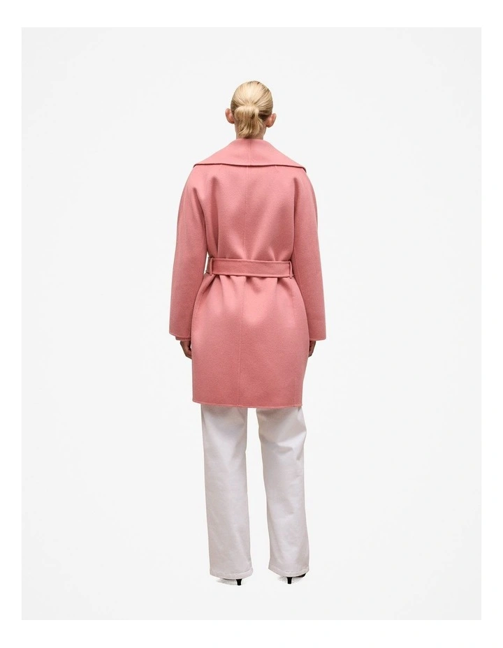 Brushed Wool Wrap Coat in Dusty Rose image 6