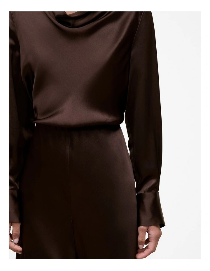 Satin Bias Cut Pant in Coffee Bean image 3