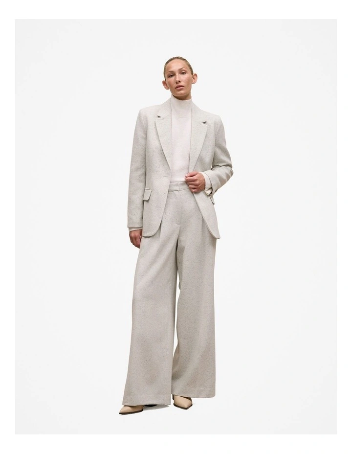 Italian Wool Blend Wide Leg Pant in Light Grey Marle image 3