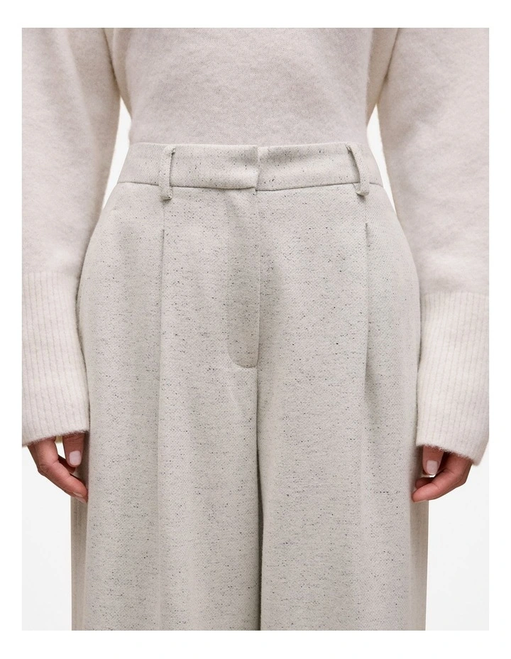 Italian Wool Blend Wide Leg Pant in Light Grey Marle image 4