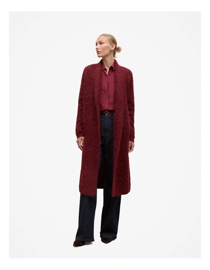 Silk Concealed Placket Shirt in Red Mahogany image 2