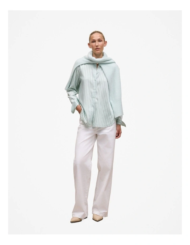 Soft Stripe Long Sleeve Shirt in Faint Blue image 2