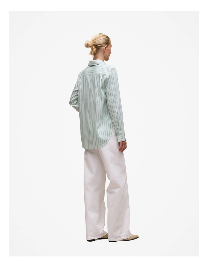 Soft Stripe Long Sleeve Shirt in Faint Blue image 5