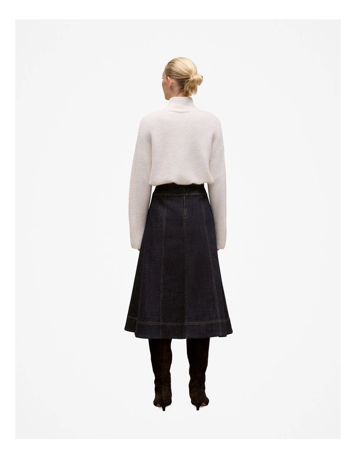Australian Cotton Blend Denim Panelled Skirt in Rinse Wash image 6