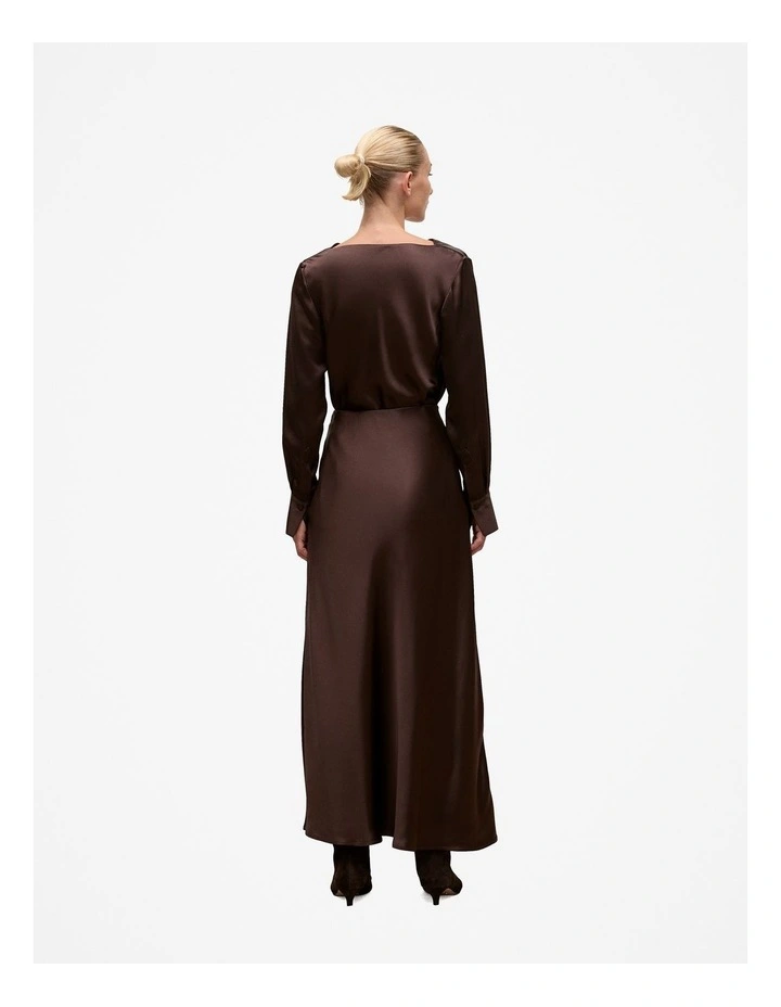 Satin Bias Cut Maxi Skirt in Coffee Bean image 6