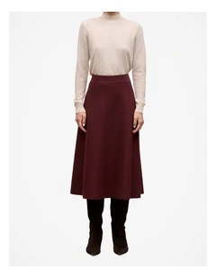 Merino Milano Knit Skirt in Red Mahogany