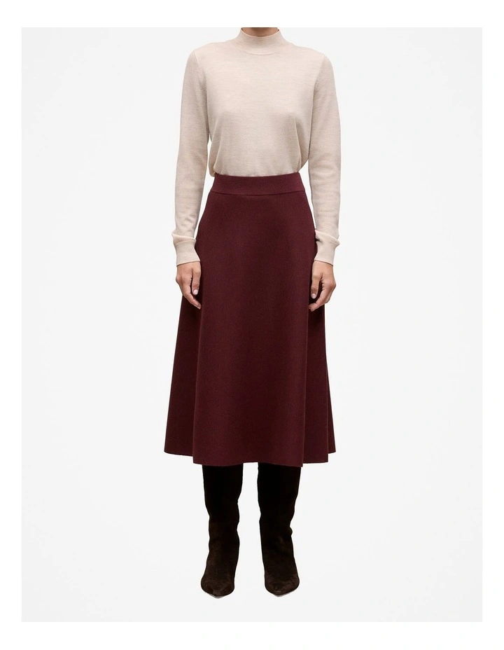 Merino Milano Knit Skirt in Red Mahogany image 1