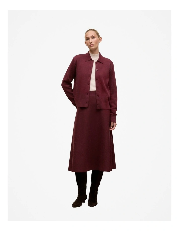 Merino Milano Knit Skirt in Red Mahogany image 2