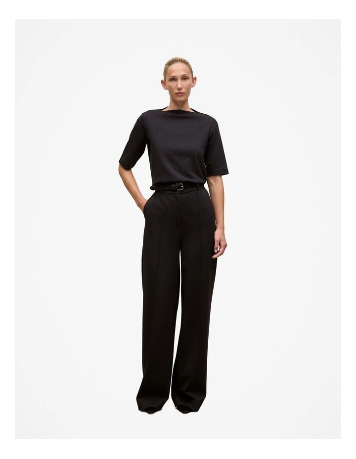 Modal Cotton High Neck T-shirt in Black image 2