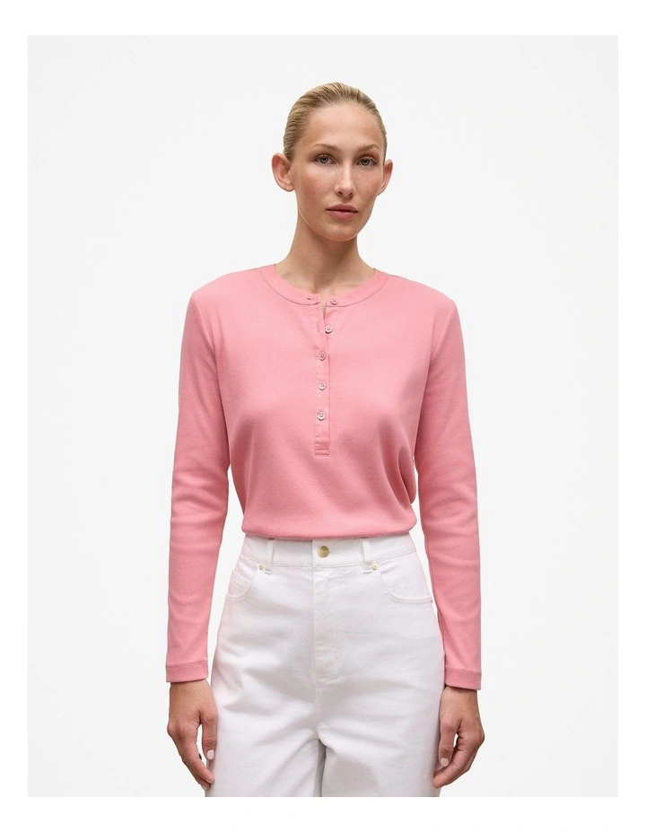 Cotton Henley in Dusty Rose image 1
