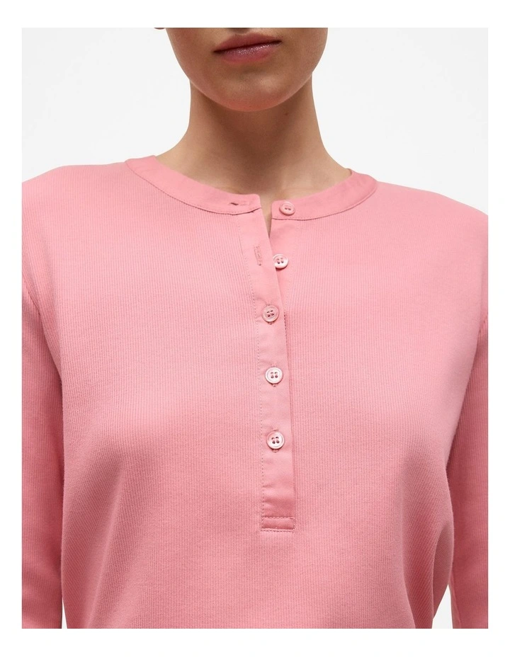 Cotton Henley in Dusty Rose image 3