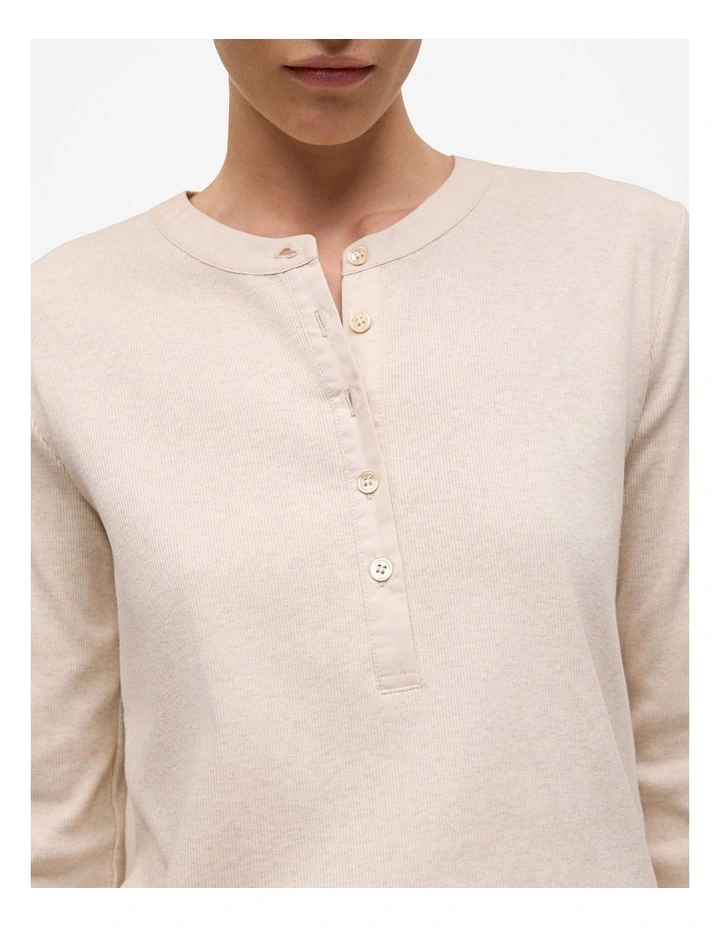 Cotton Marle Henley in Oat Marle image 3