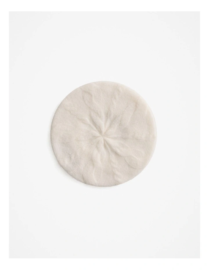 Wool Cable Knit Beret in Marshmallow image 1