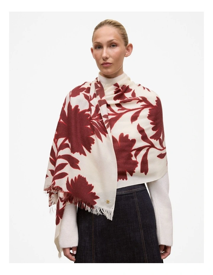 Roselle Fine Wool Scarf in Red Mahogany image 2