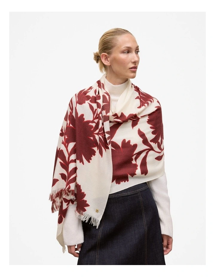 Roselle Fine Wool Scarf in Red Mahogany image 4