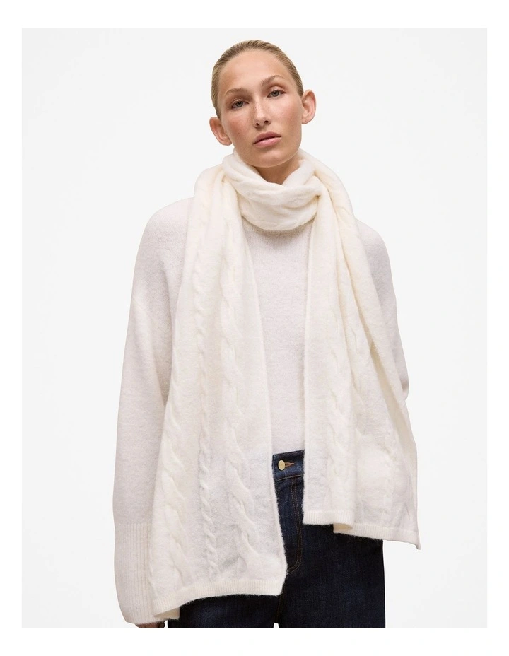Cable Knit Scarf in Marshmallow image 2