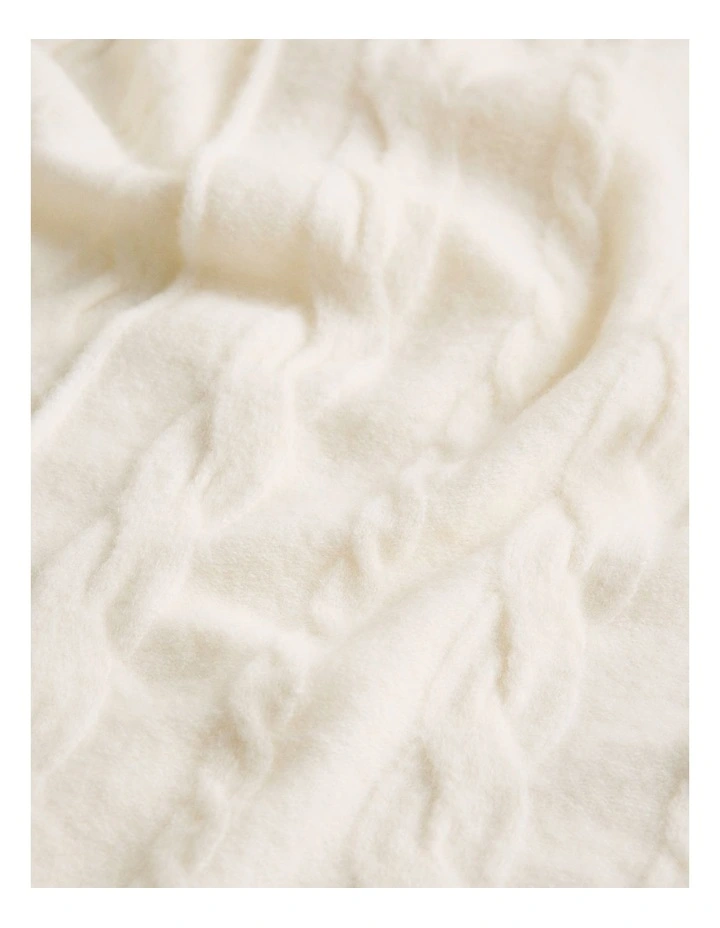 Cable Knit Scarf in Marshmallow image 3