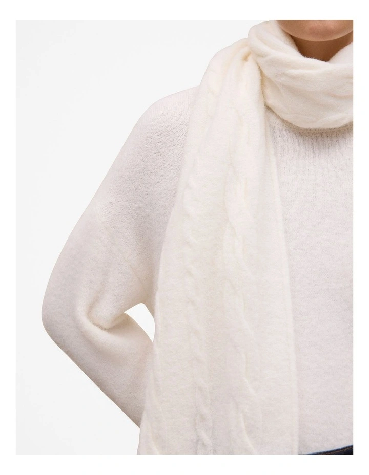 Cable Knit Scarf in Marshmallow image 4