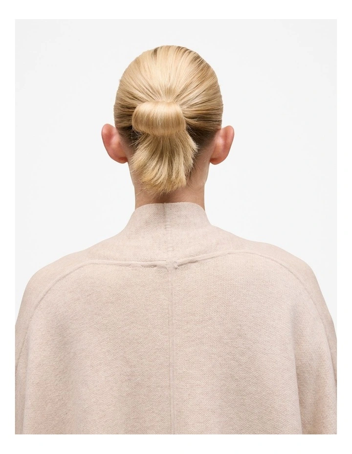 Cotton Cashmere Blend Poncho in Oat Marle image 3