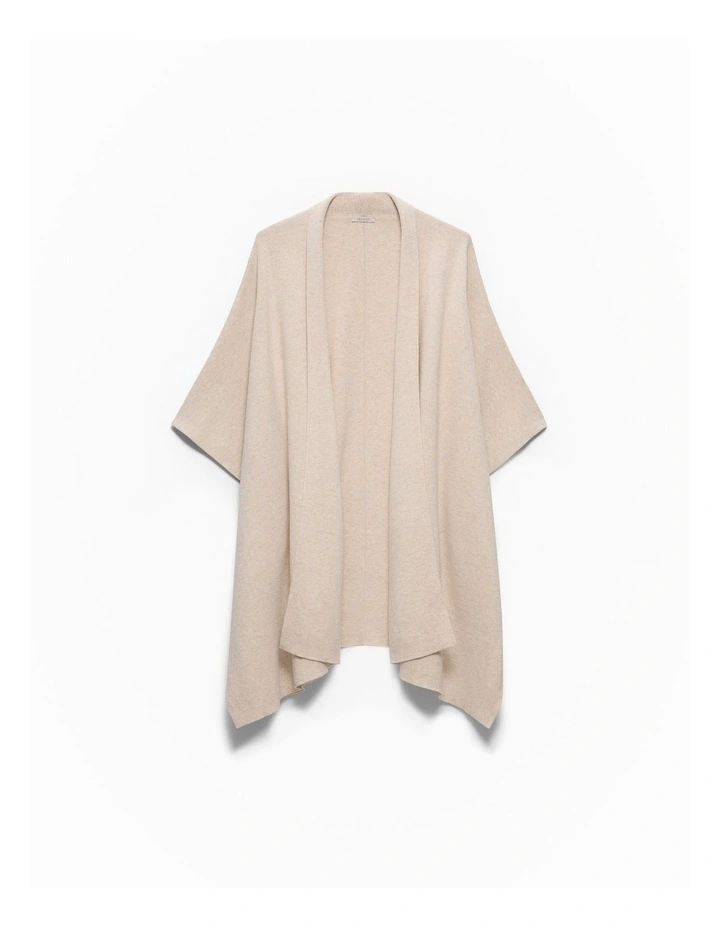 Cotton Cashmere Blend Poncho in Oat Marle image 4
