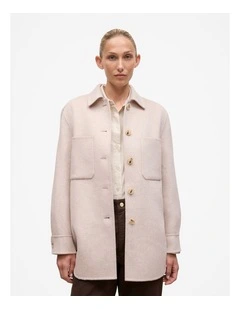 Brushed Wool Shacket in Oatmeal Marle