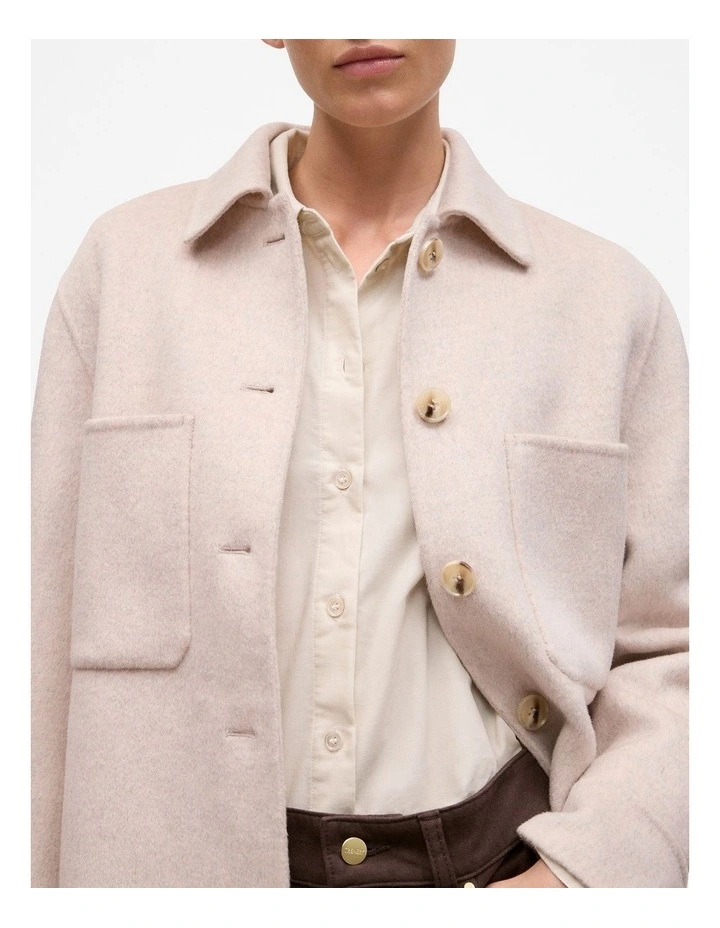 Brushed Wool Shacket in Oatmeal Marle image 4