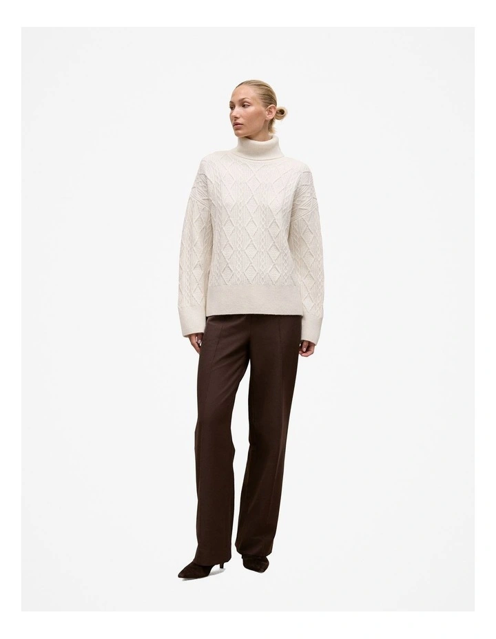 Merino Cable Rollneck knitted Jumper in Marshmallow image 3