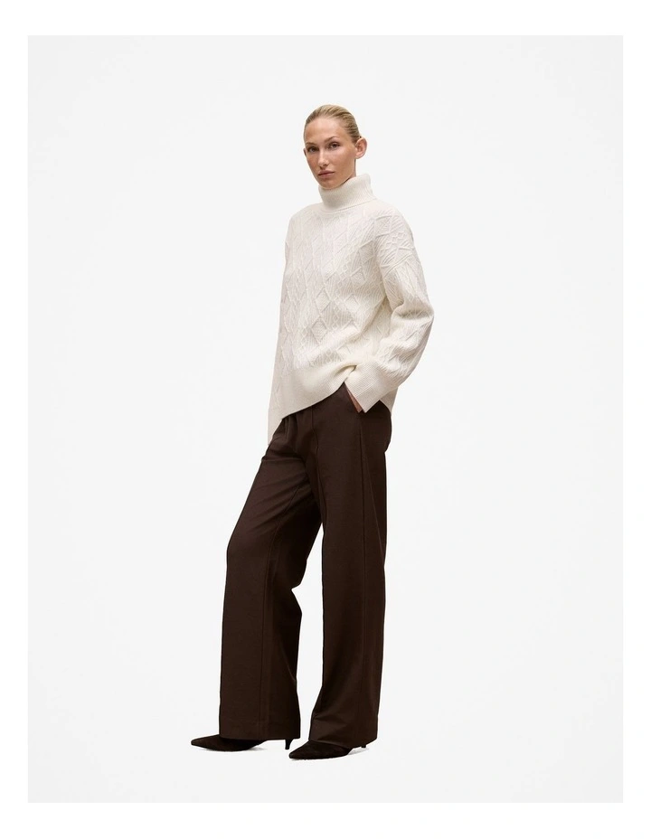 Merino Cable Rollneck knitted Jumper in Marshmallow image 6
