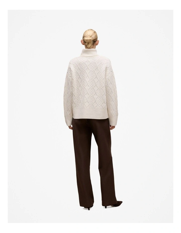 Merino Cable Rollneck knitted Jumper in Marshmallow image 7