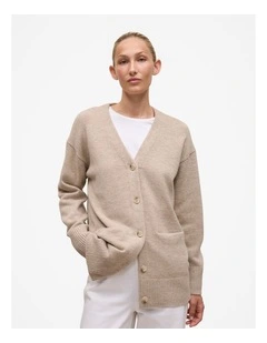 Merino Relaxed Cardigan in Fawn