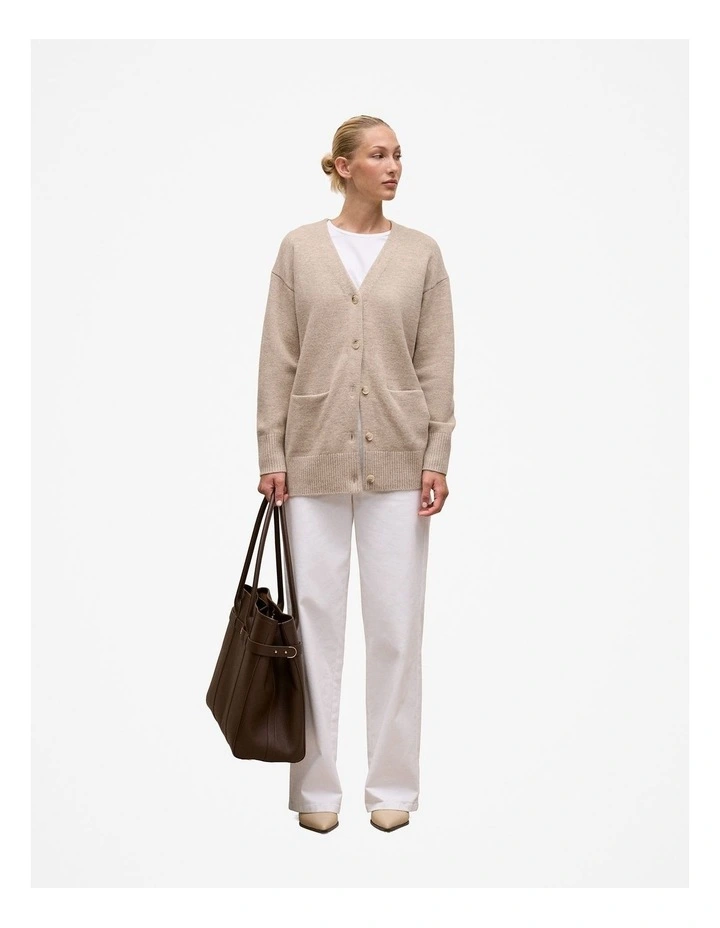 Merino Relaxed Cardigan in Fawn image 2