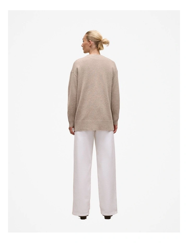 Merino Relaxed Cardigan in Fawn image 5