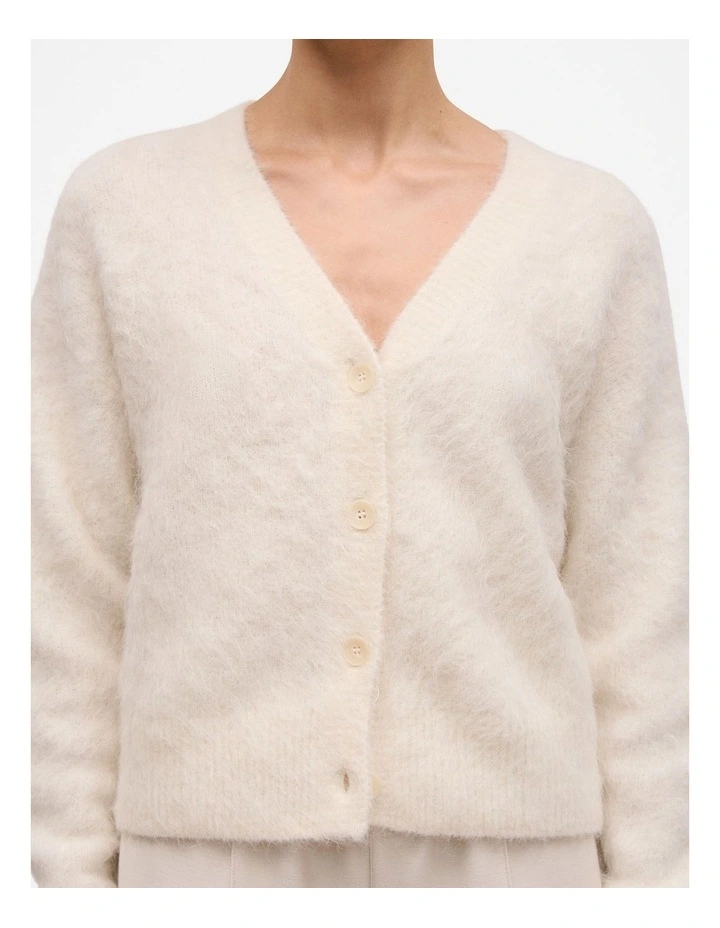 Brushed Alpaca Cardigan in Marshmallow image 4