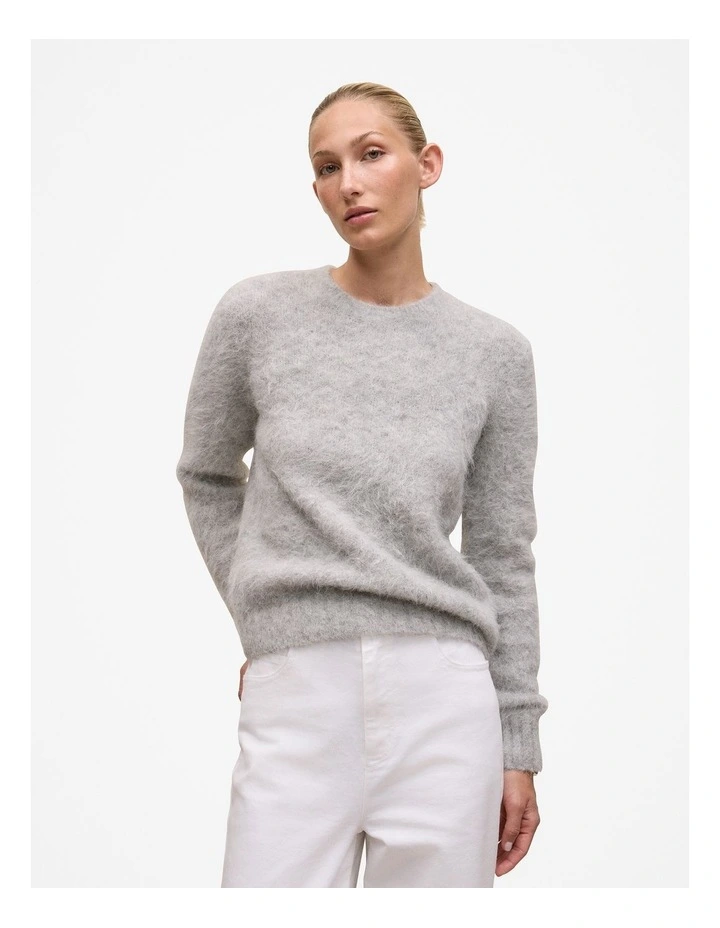 Brushed Alpaca Pullover in Light Grey Melange image 1