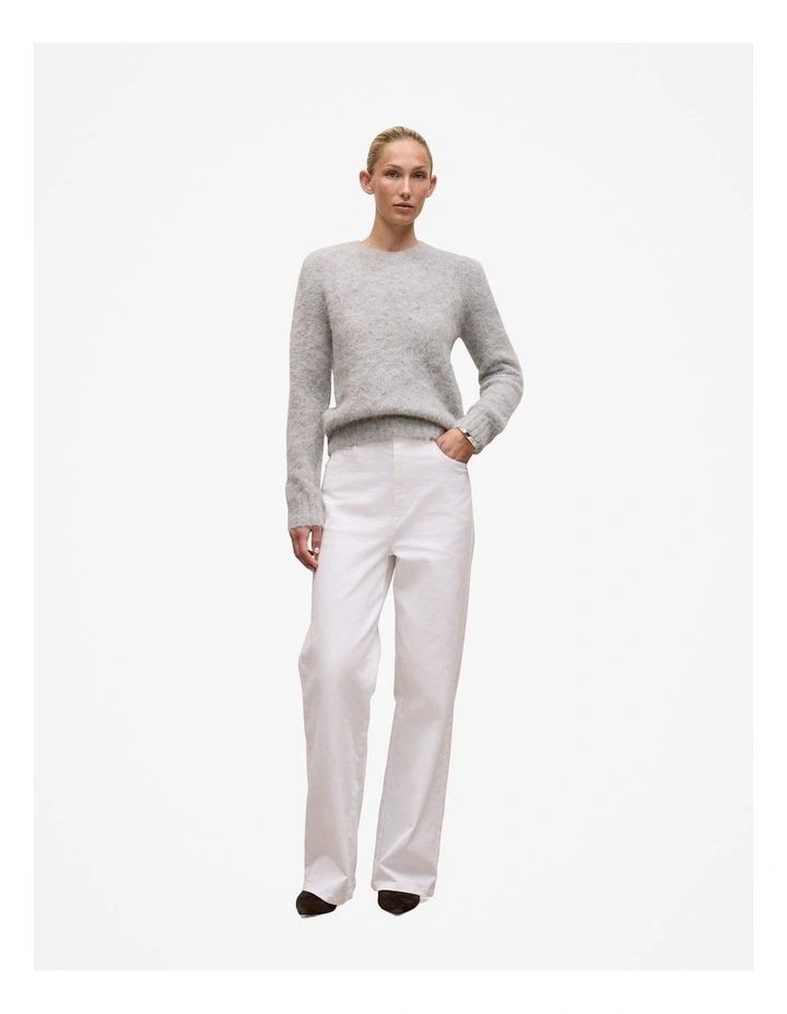 Brushed Alpaca Pullover in Light Grey Melange image 2