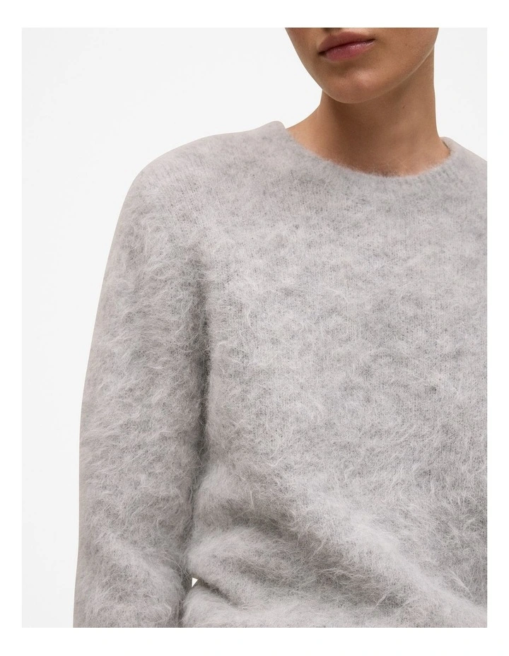 Brushed Alpaca Pullover in Light Grey Melange image 3