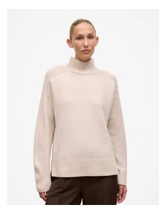 Merino Funnel Neck Pullover in Oat