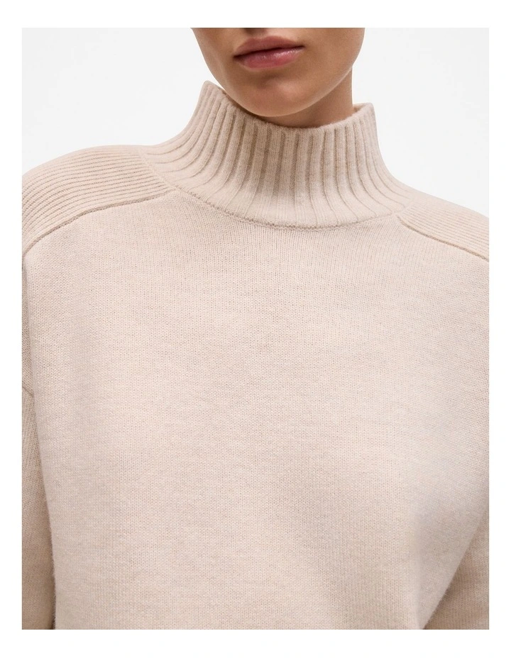 Merino Funnel Neck Pullover in Oat image 4