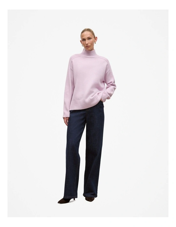 Merino Funnel Neck Pullover in Lilac image 3