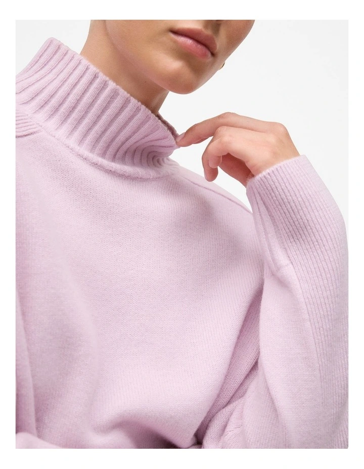 Merino Funnel Neck Pullover in Lilac image 4